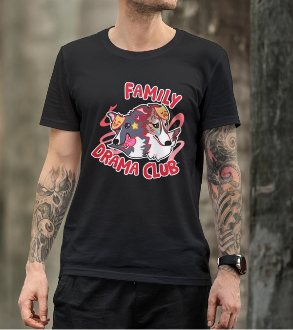 FAMILY DRAMA CLUB Dog Faces With Theater Masks T-Shirt