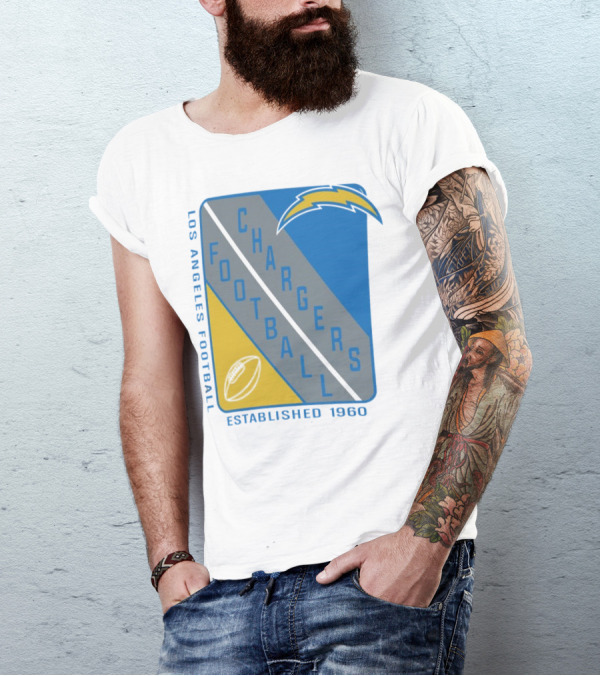 Los Angeles Chargers Football Shield Established 1960 T-Shirt