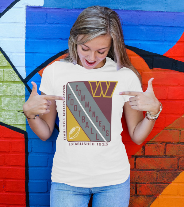 Washington Football Commanders Shield Football Established 1932 T-Shirt