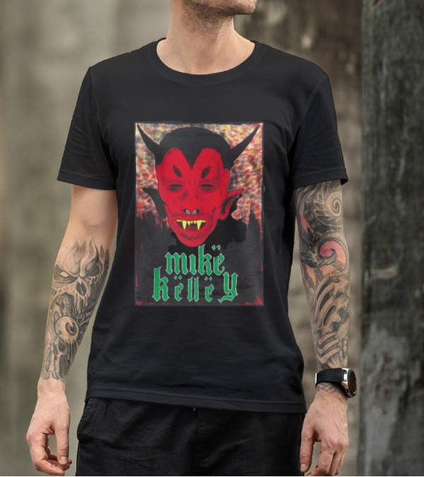 Mike Kelley Satan's Nostrils Devil Face Red With Green Gothic Text T-Shirt
