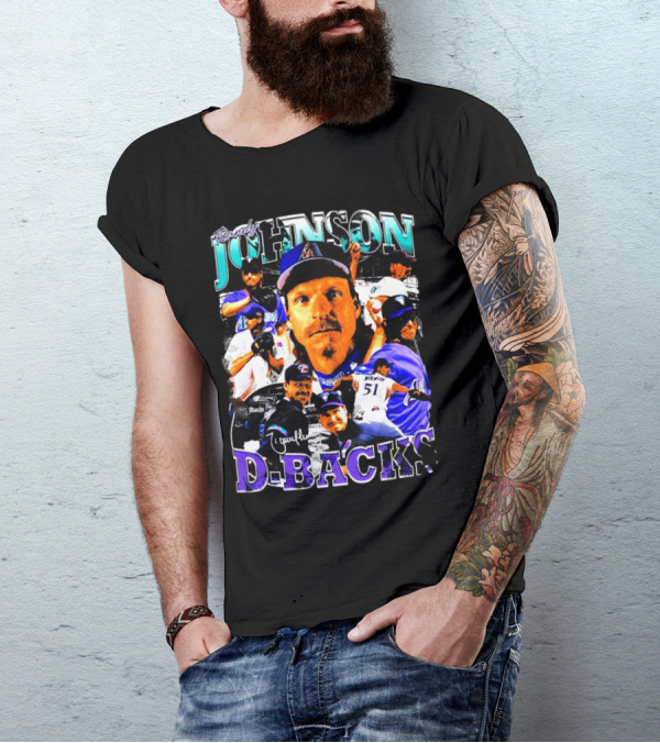 Randy Johnson Arizona Diamondbacks D-Backs Retro Signature T-Shirt