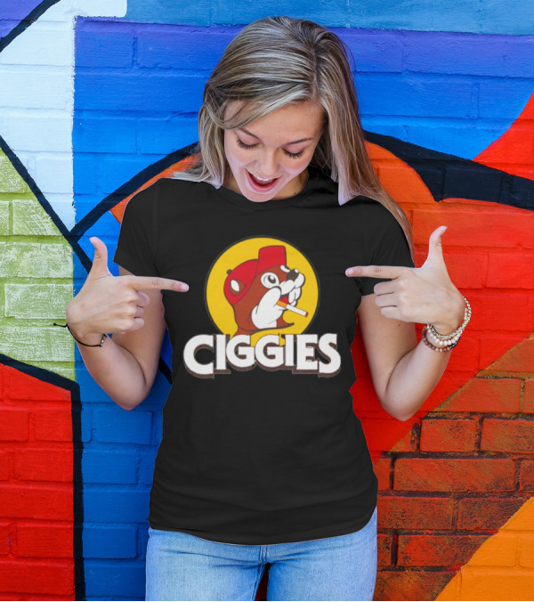 Ciggies Beanie Cap Cartoon Rodent Smoking T-Shirt