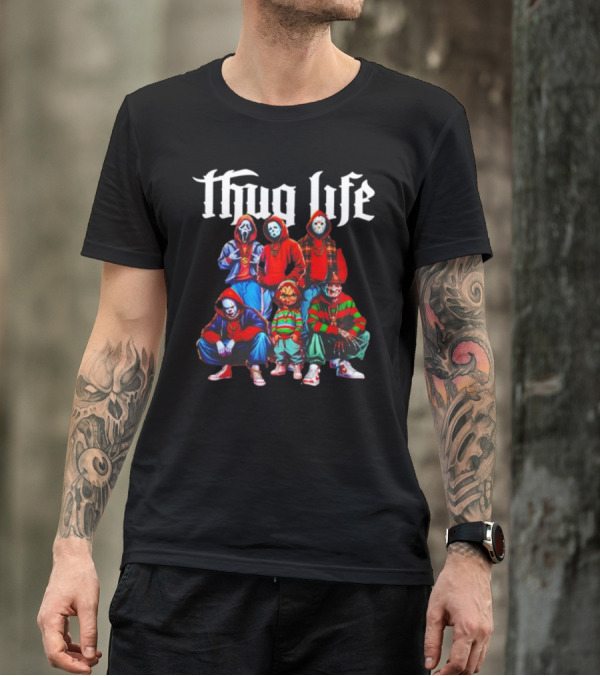 Thug Life Horror Movie Characters Masked Icons Group Hoodies T-Shirt