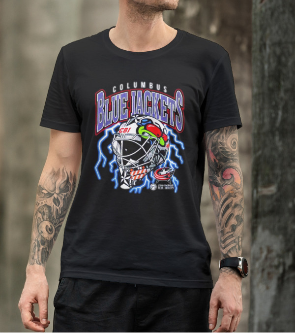 Columbus Blue Jackets CBJ Lightning Goalie Mask T-Shirt
