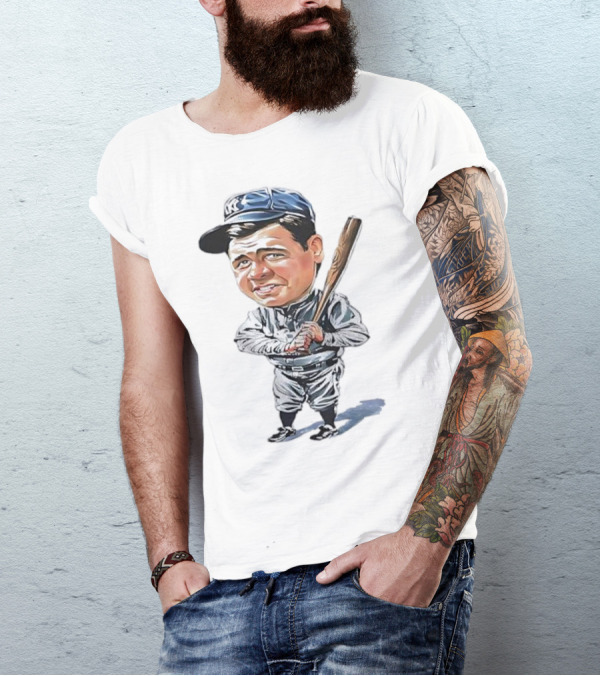 Babe Ruth NY Baseball Retro Caricature T-Shirt