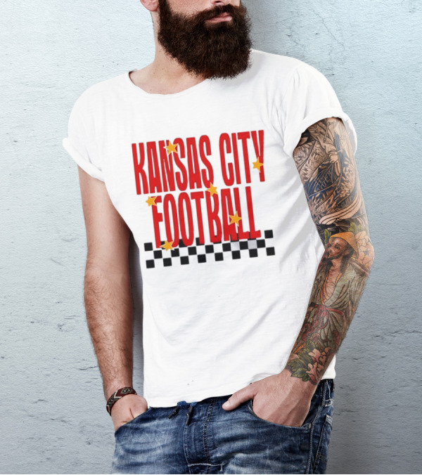 KANSAS CITY FOOTBALL Red Stars Checkerboard Deep Heather T-Shirt