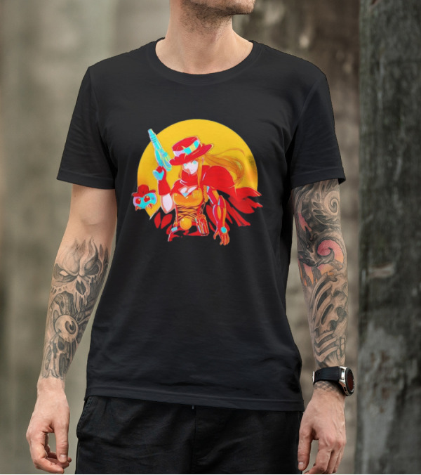 Samus Aran Metroid Marshal With Gun And Hat In Western T-Shirt