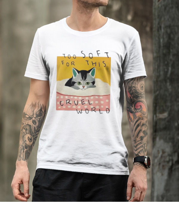 Too Soft For This Cruel World Cat In Cozy Blanket T-Shirt