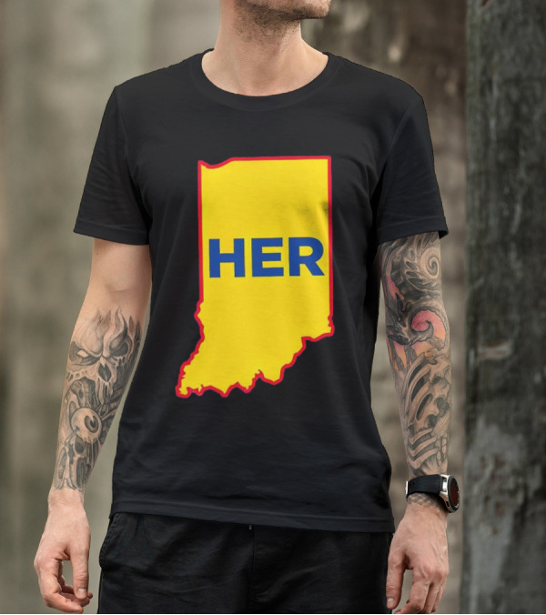 Caitlin Clark Indiana Fever Her State Yellow Map With Blue HER T-Shirt