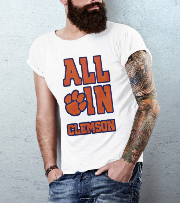 All In Clemson Tigers Football Paw T-Shirt