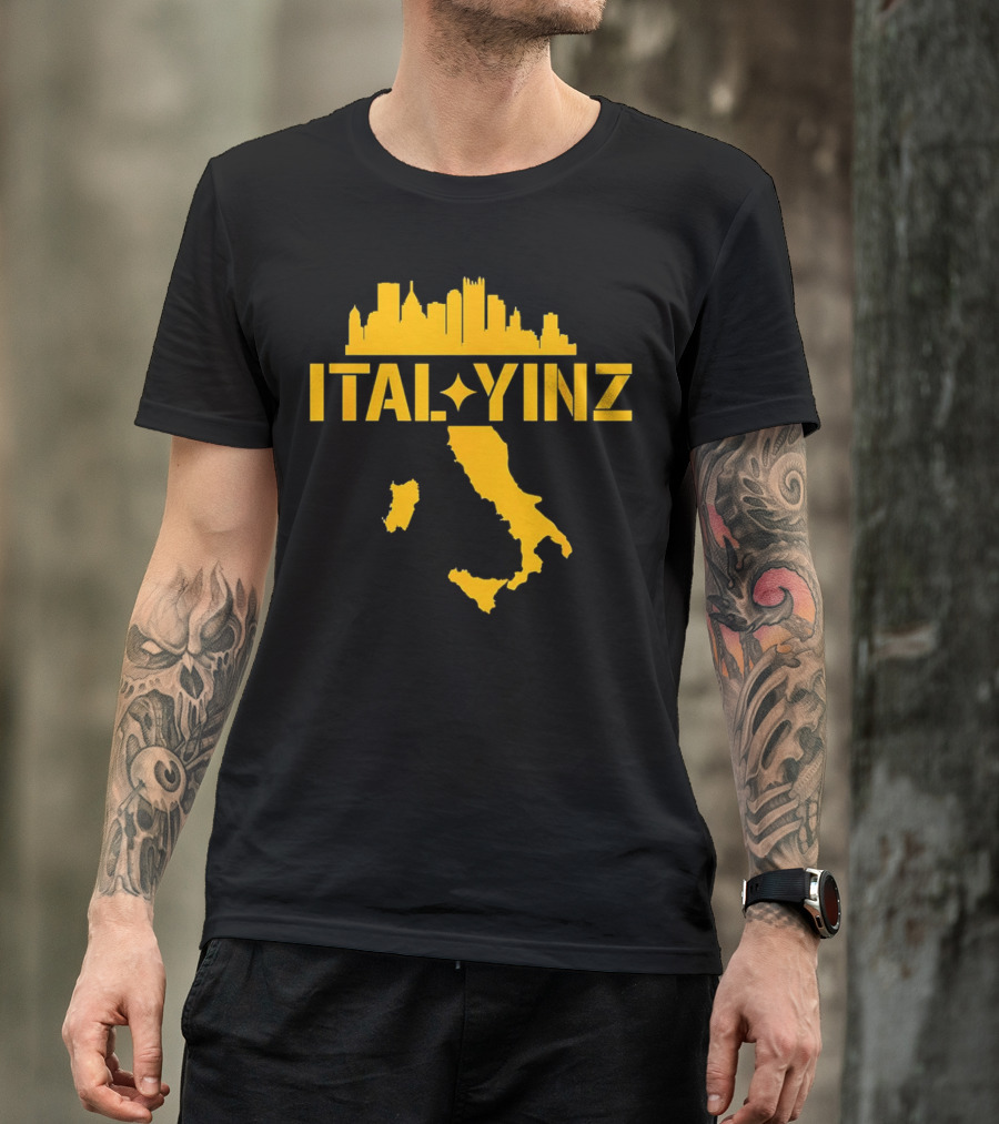 Ital Yinz Pittsburgh Skyline Italy Map T-Shirt