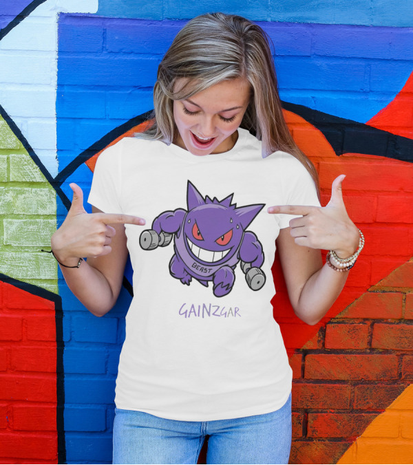 Pokemon Gengar Gainzgar Beast Lifting Dumbbells T-Shirt