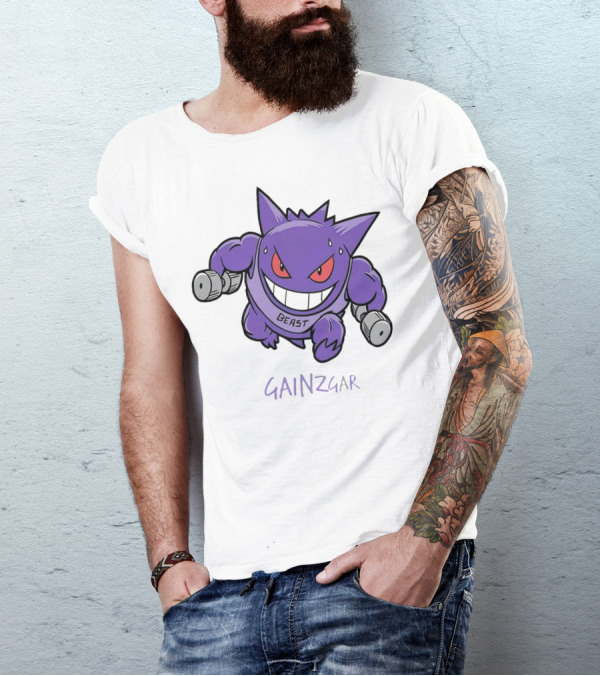 Pokemon Gengar Gainzgar Beast Lifting Dumbbells T-Shirt