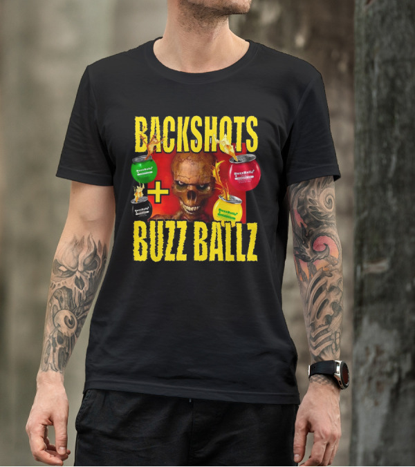 Backshots With Buzz Ballz Fiery Skeleton Combo T-Shirt