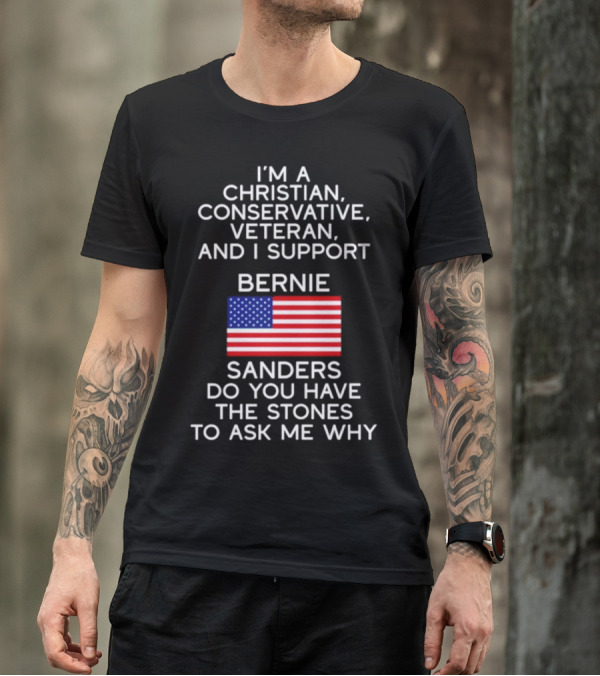 Christian Conservative Veteran Supporting Bernie Sanders American Flag Inquiry T-Shirt