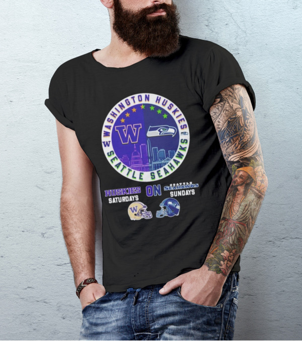Washington Huskies Seattle Seahawks Huskies On Saturdays Seahawks On Sundays T-Shirt