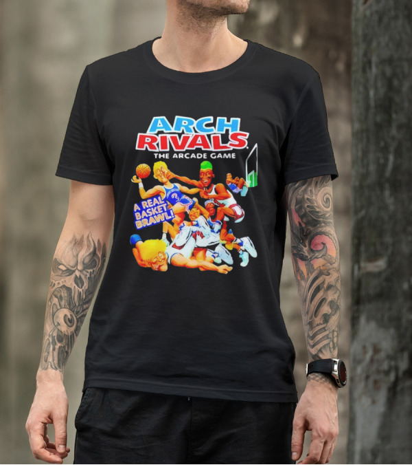 Arch Rivals Arcade Game A Real Basket Brawl Action Scene T-Shirt