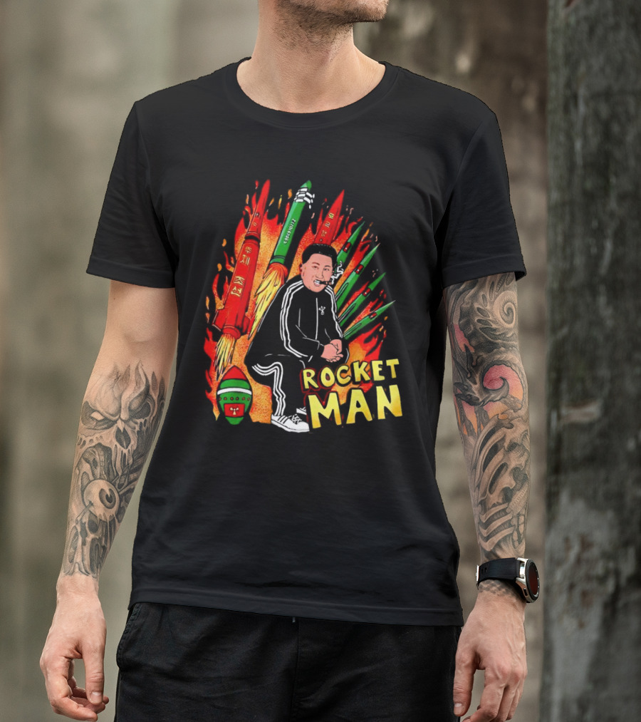 Penkmatters Rocket Man Kim Jong Un Parody With Red And Green Missiles T-Shirt