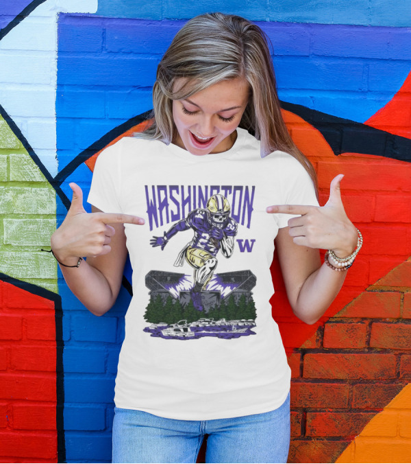 Washington Huskies Dawg Dash Immortal Football Stadium And Boats T-Shirt