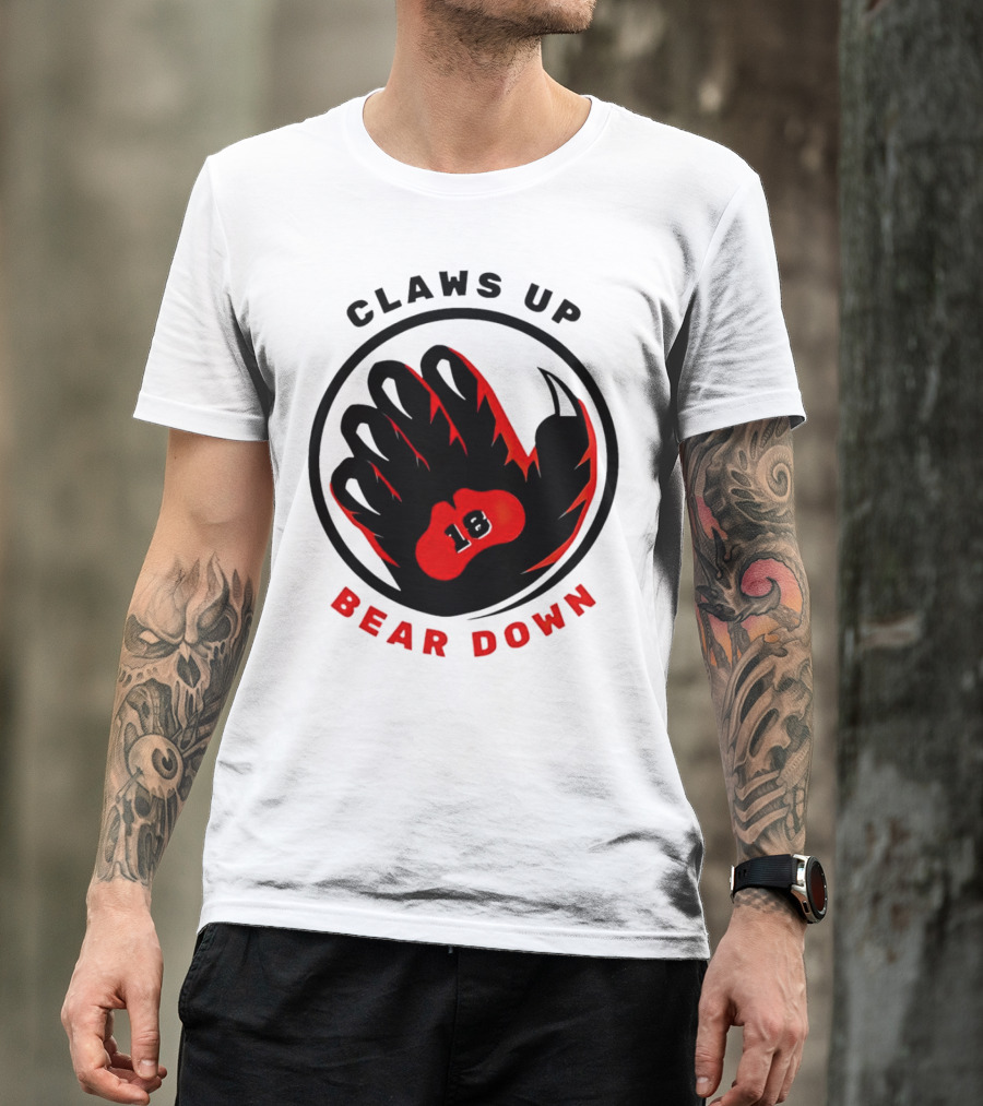 Claws Up Bear Down 18 Caleb Williams Chicago Bears T-Shirt