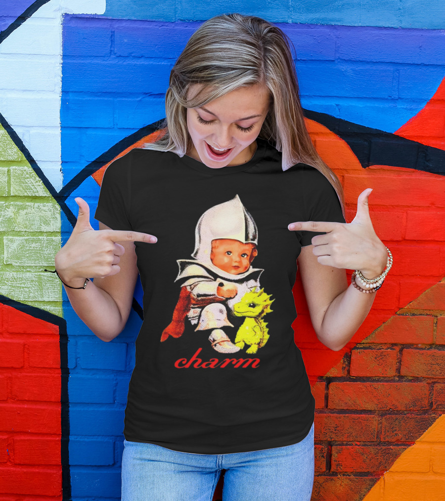 Claire Cottrill HQ Charm Dragon Knight Baby In Armor With Yellow Dragon T-Shirt