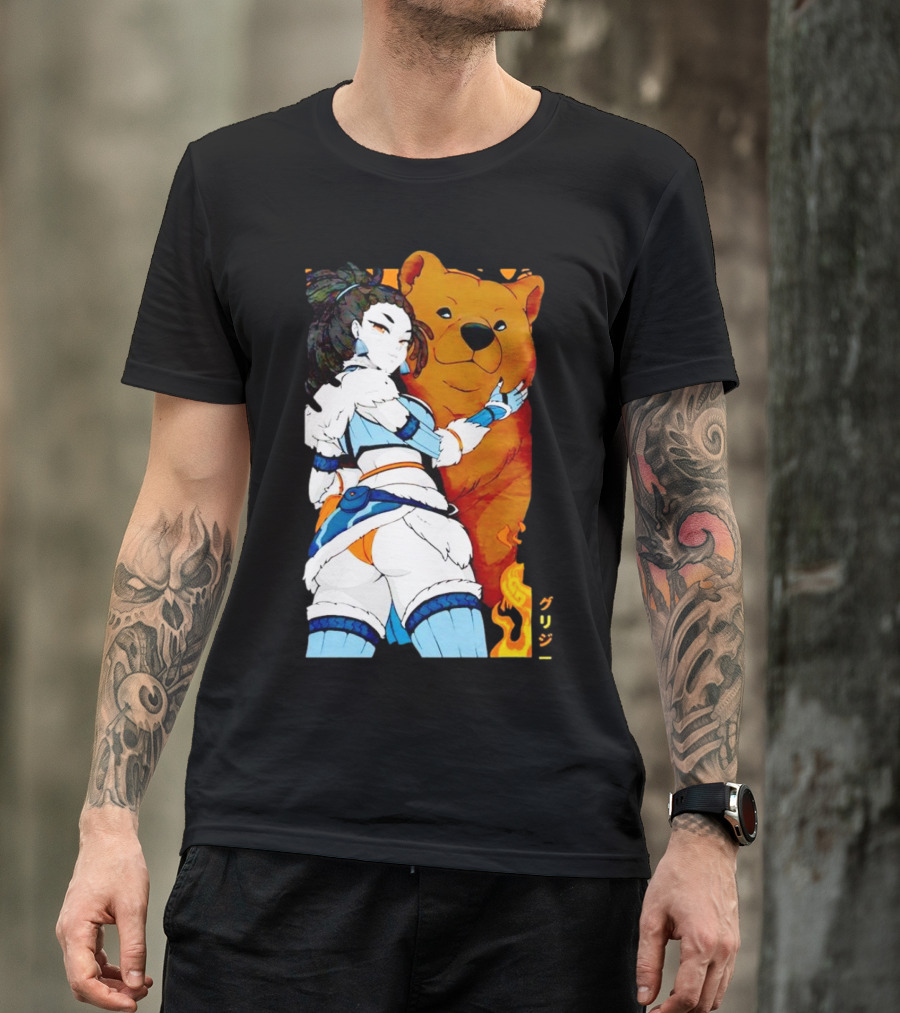 Grizzy X Gsupps Waifu Collab Anime Bear Fire T-Shirt