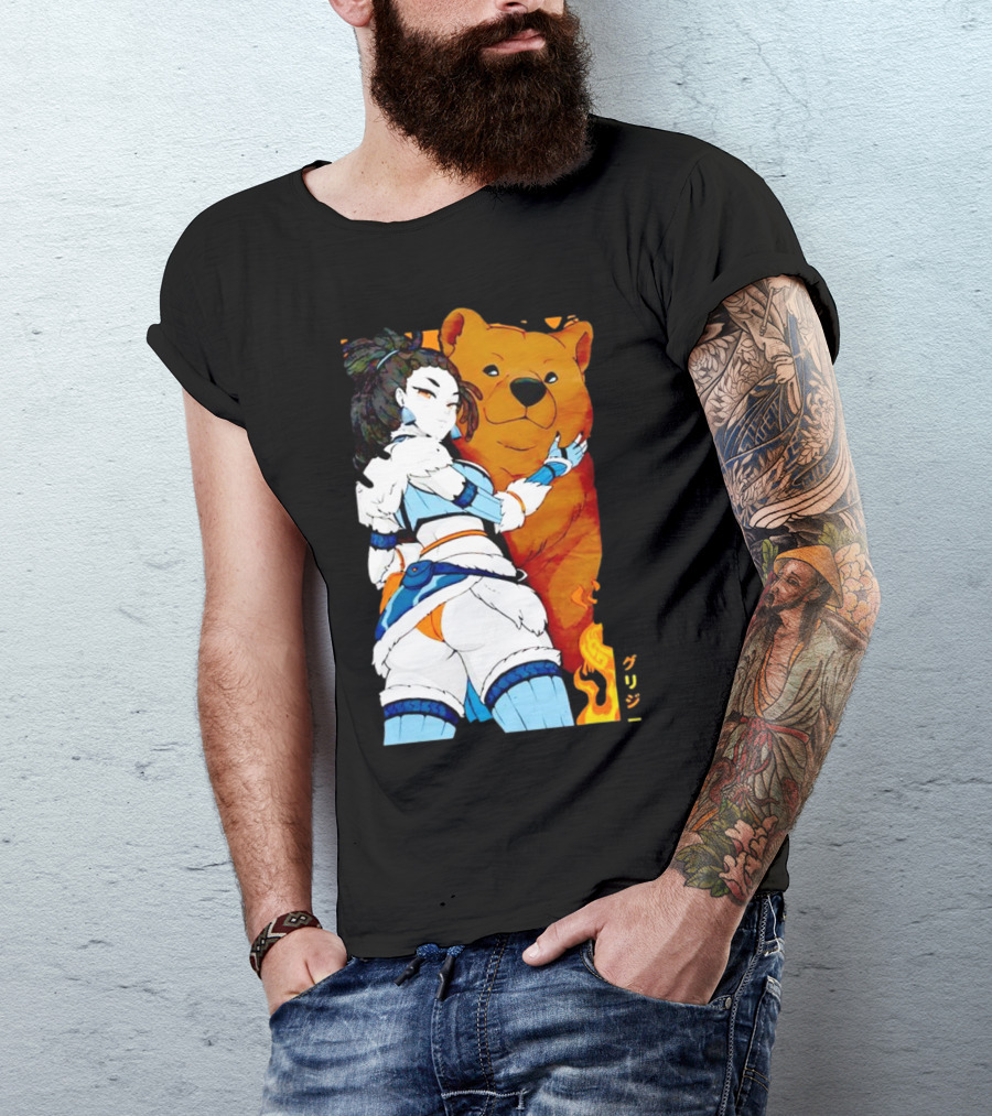 Grizzy X Gsupps Waifu Collab Anime Bear Fire T-Shirt
