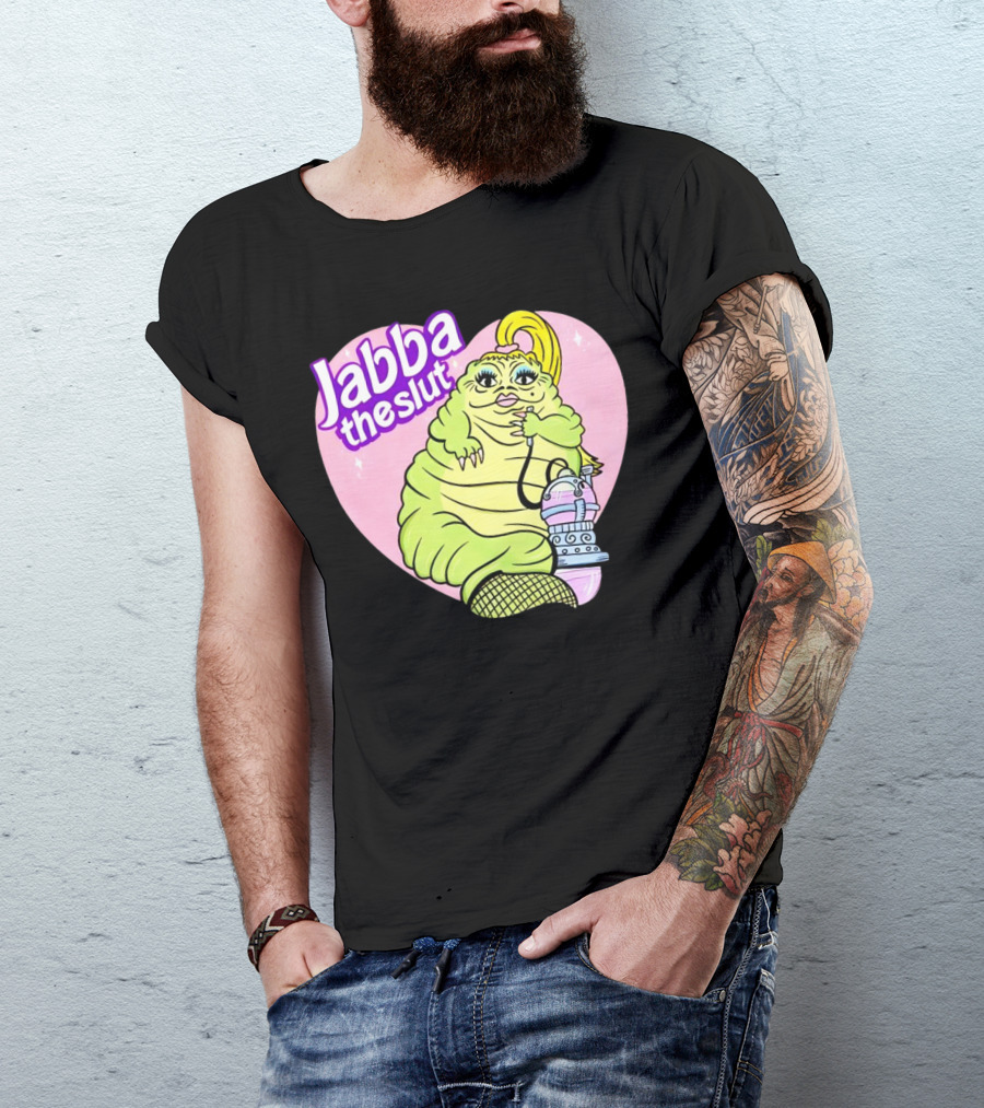 Jabba The Slut Parody Pink Heart Background T-Shirt
