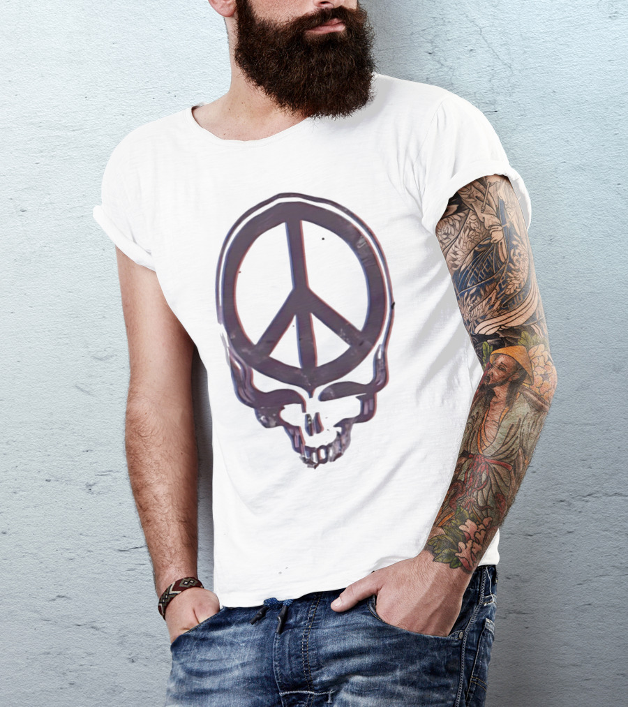 Peace Symbol Within Grateful Dead Skull T-Shirt