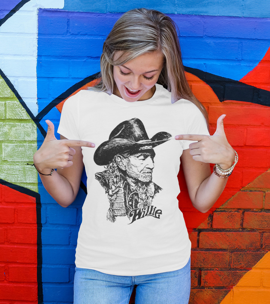 Willie Nelson Cowboy Hat Braid Classic Sketch T-Shirt