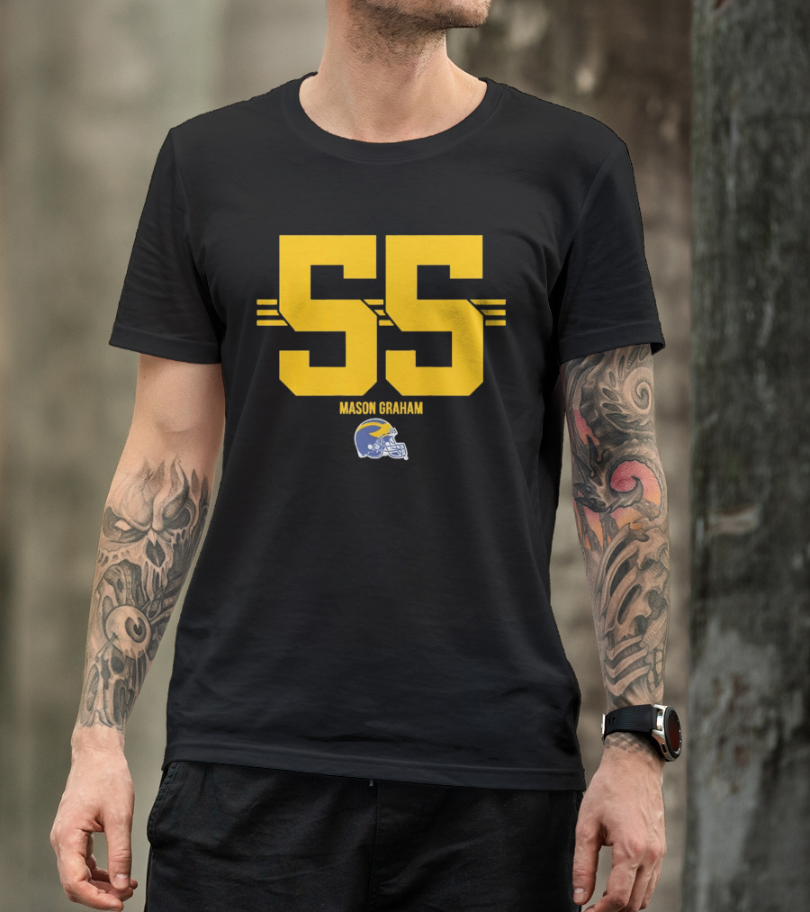 Michigan Wolverines Football Mason Graham 55 Helmet T-Shirt