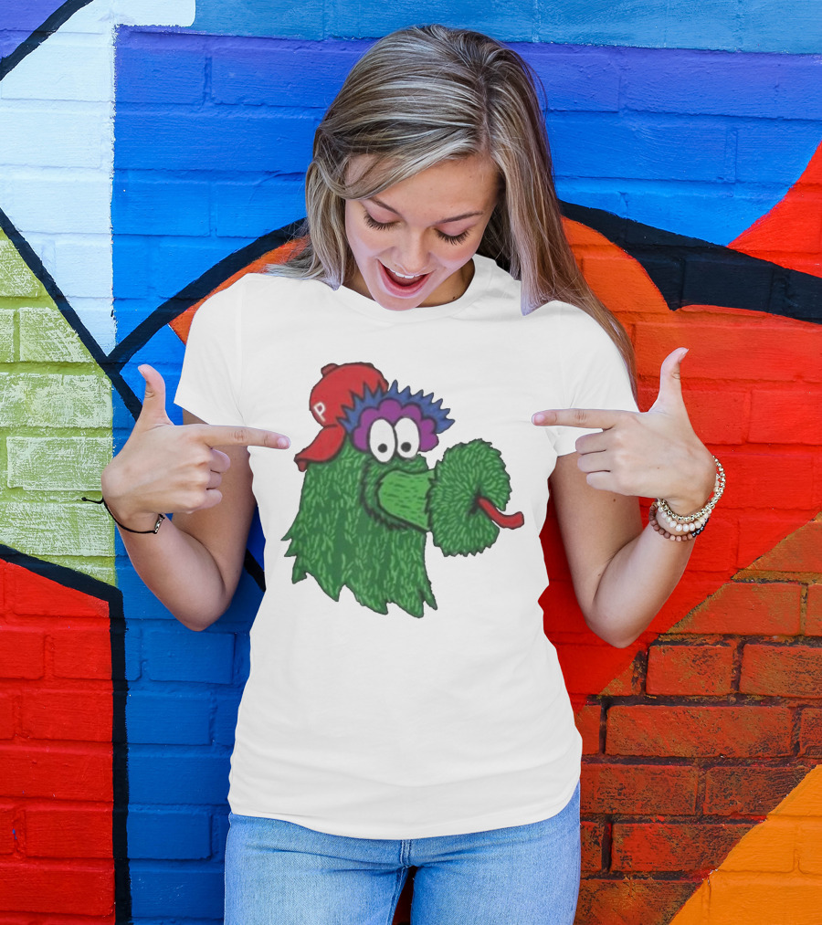 Phillie Phanatic Mascot Philadelphia Phillies Green Creature Red Cap T-Shirt