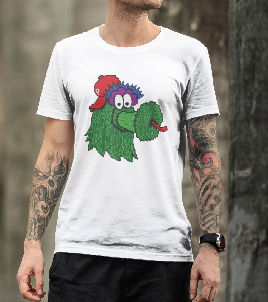 Phillie Phanatic Mascot Philadelphia Phillies Green Creature Red Cap T-Shirt