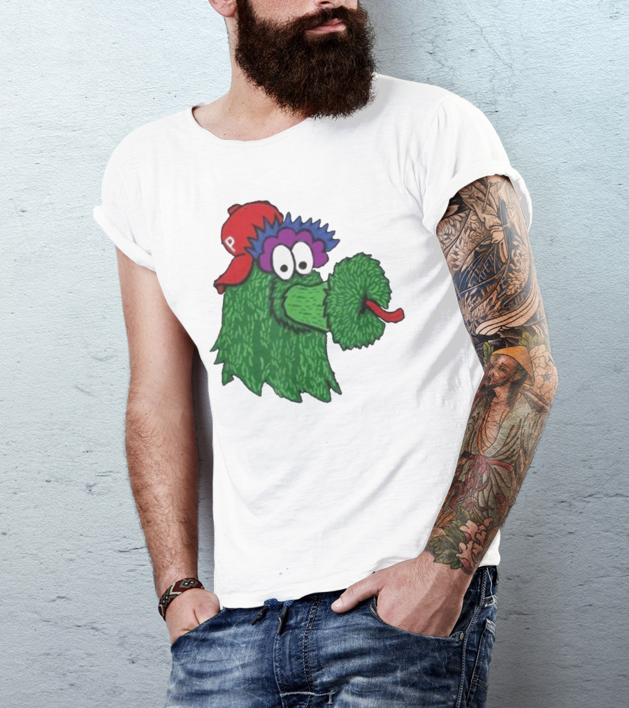 Phillie Phanatic Mascot Philadelphia Phillies Green Creature Red Cap T-Shirt