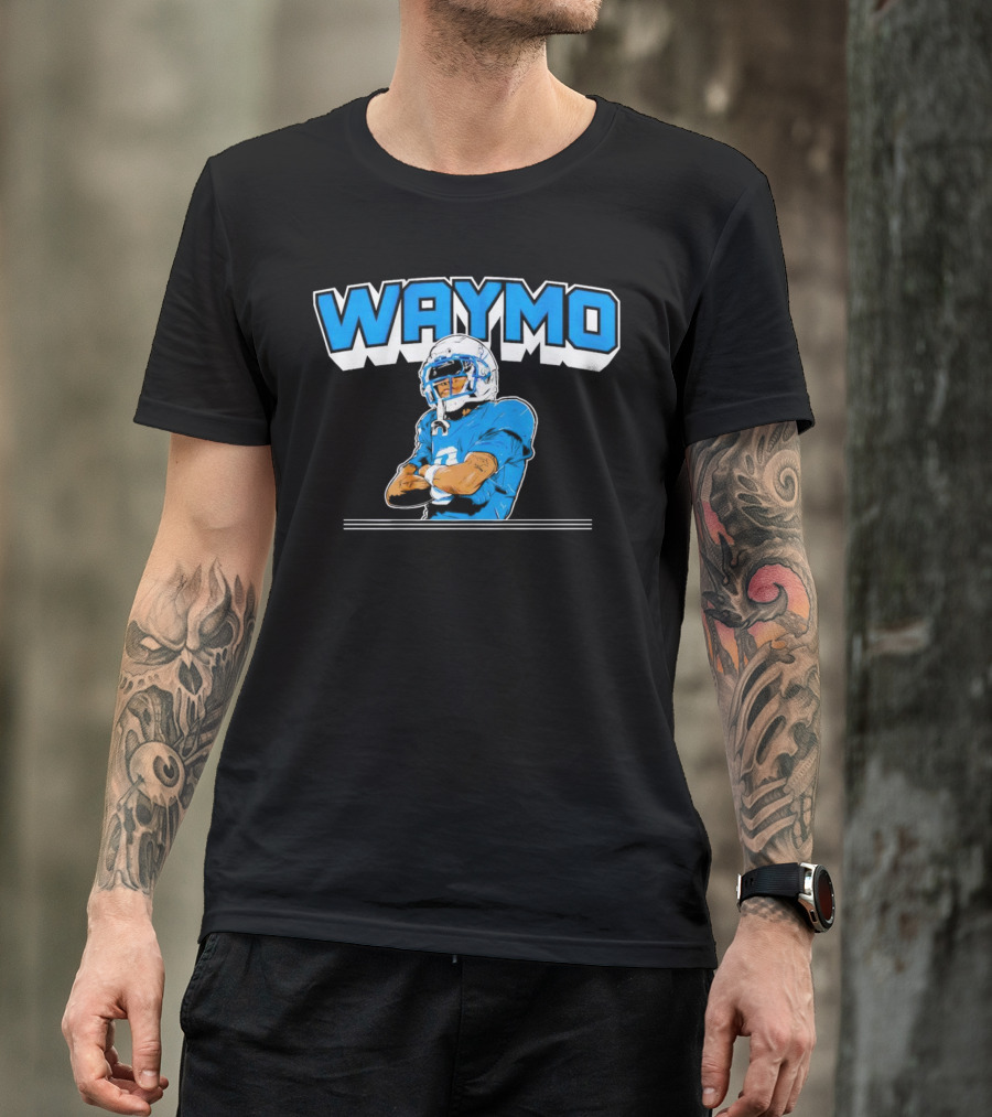 Waymo Football Player With Blue Jersey And Helmet T-Shirt