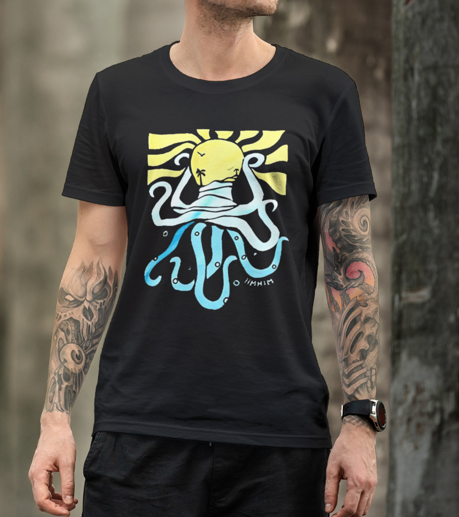 Mark Hoppus Octopus Sun Wave Palm Ocean Scene T-Shirt