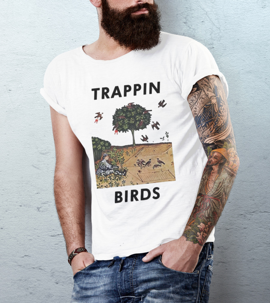 Trappin Birds Retro Medieval Hunting Scene T-Shirt