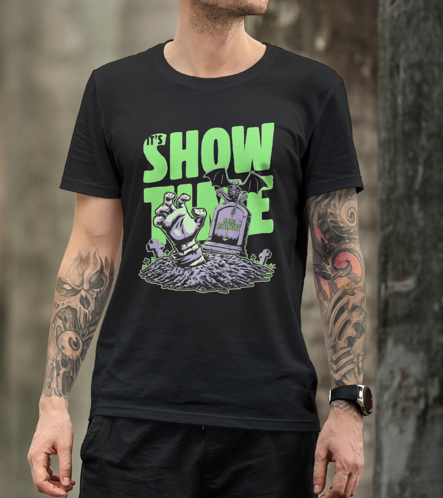 It's Showtime Here Lies Betelgeuse With Skeleton And Tombstone T-Shirt