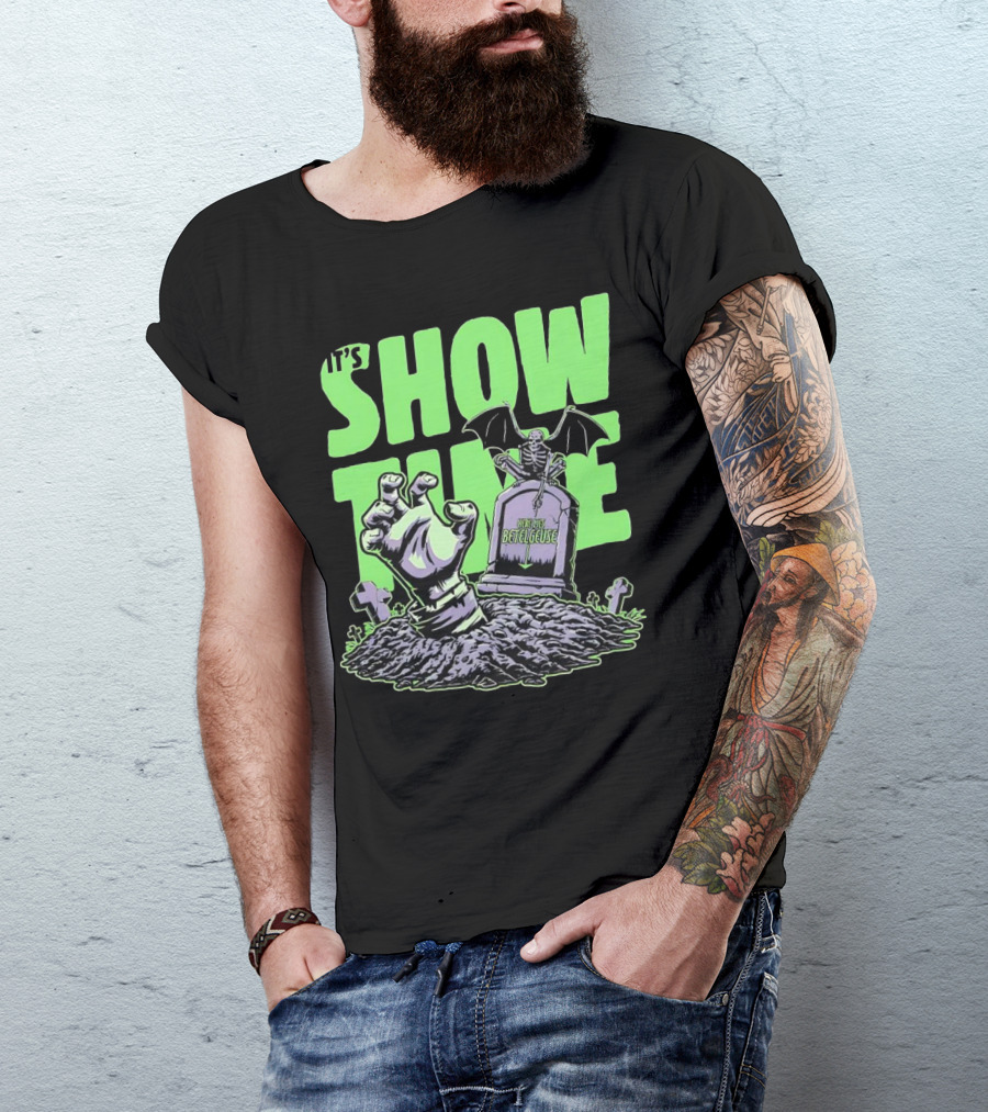 It's Showtime Here Lies Betelgeuse With Skeleton And Tombstone T-Shirt