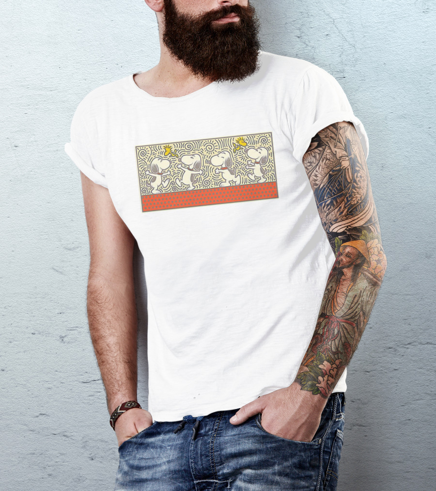 Snoopy And Woodstock Doodle Friends Iconic Comic Panel T-Shirt