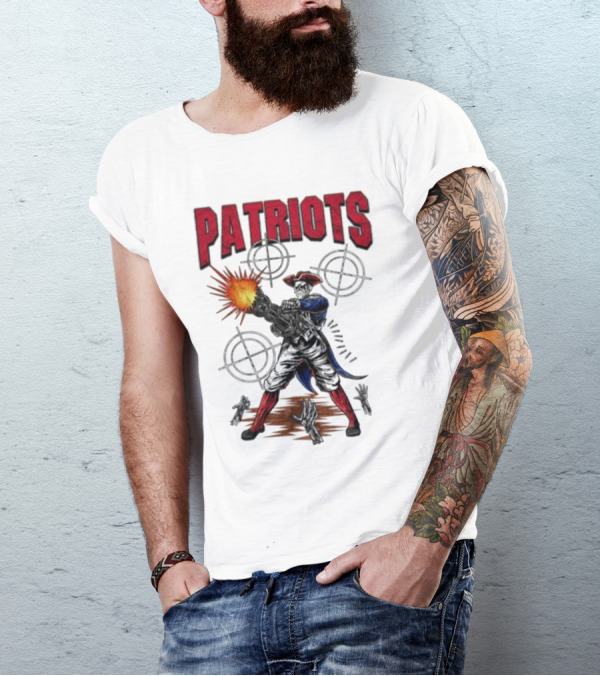 Patriots Skeleton Shooting With Rifle And Targets T-Shirt