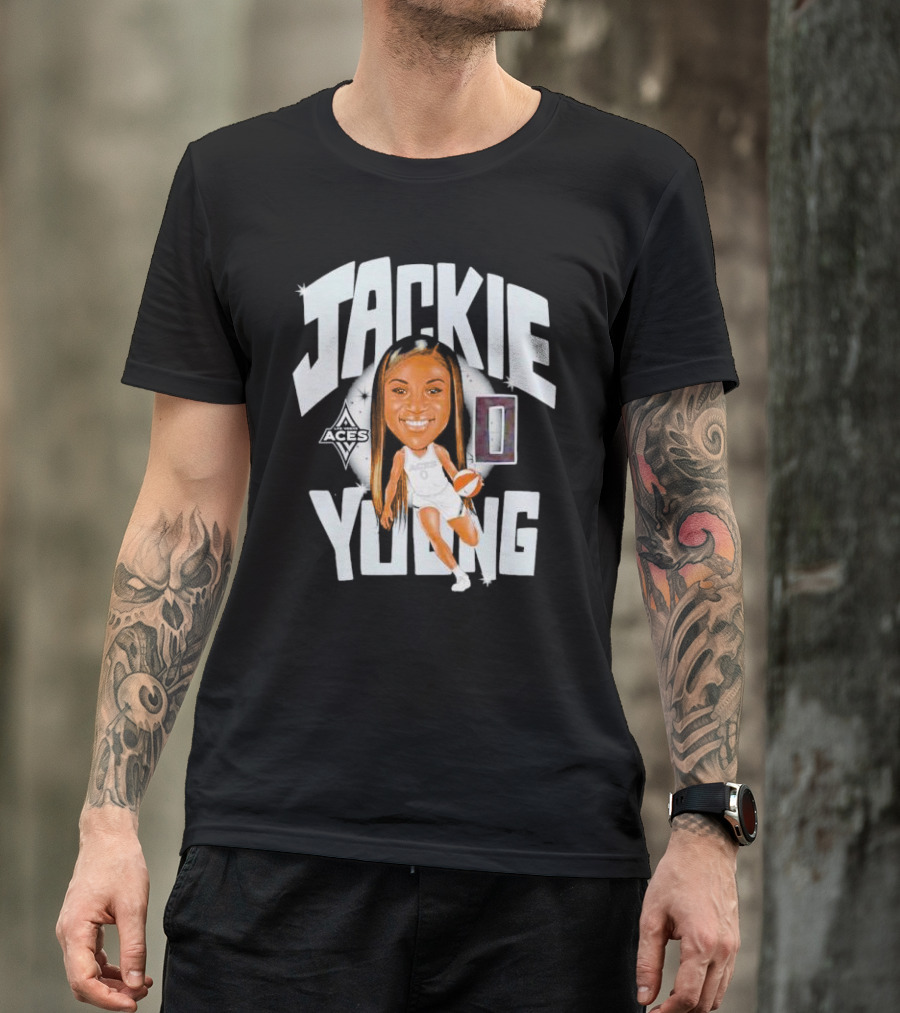 Jackie Young Las Vegas Aces Basketball Caricature T-Shirt