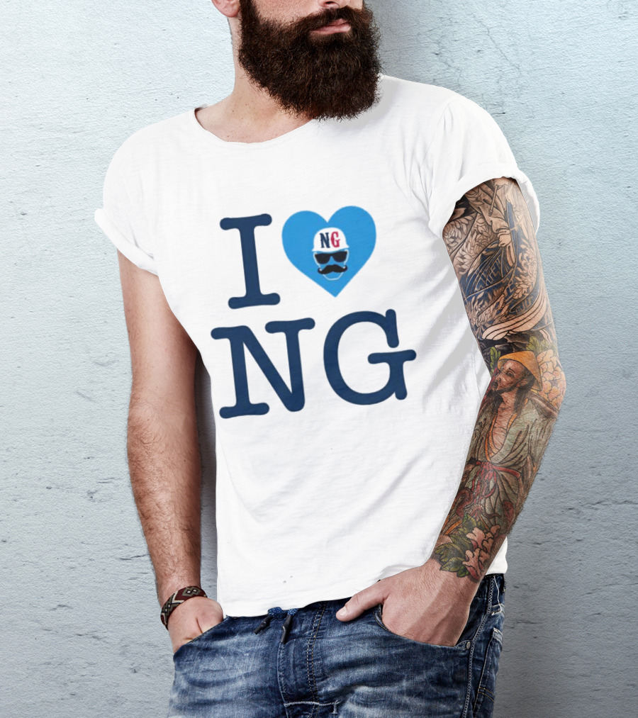I Love NG Heart Icon With Mustache And Cap T-Shirt