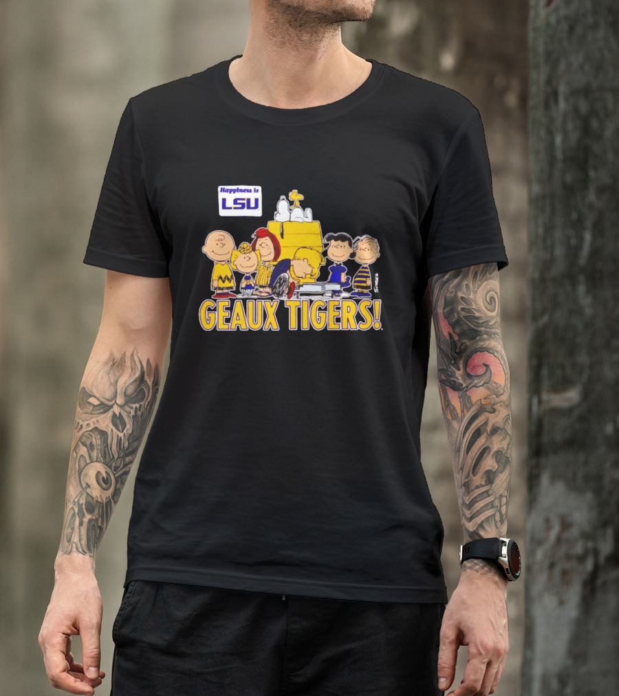 Happiness Is LSU Peanuts Characters Geaux Tigers T-Shirt