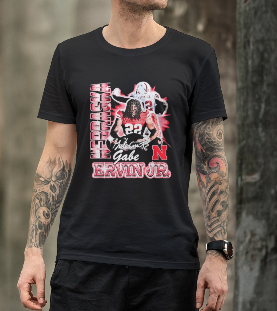 Nebraska Cornhuskers Gabe Ervin Jr. Signature Retro Football 22 T-Shirt