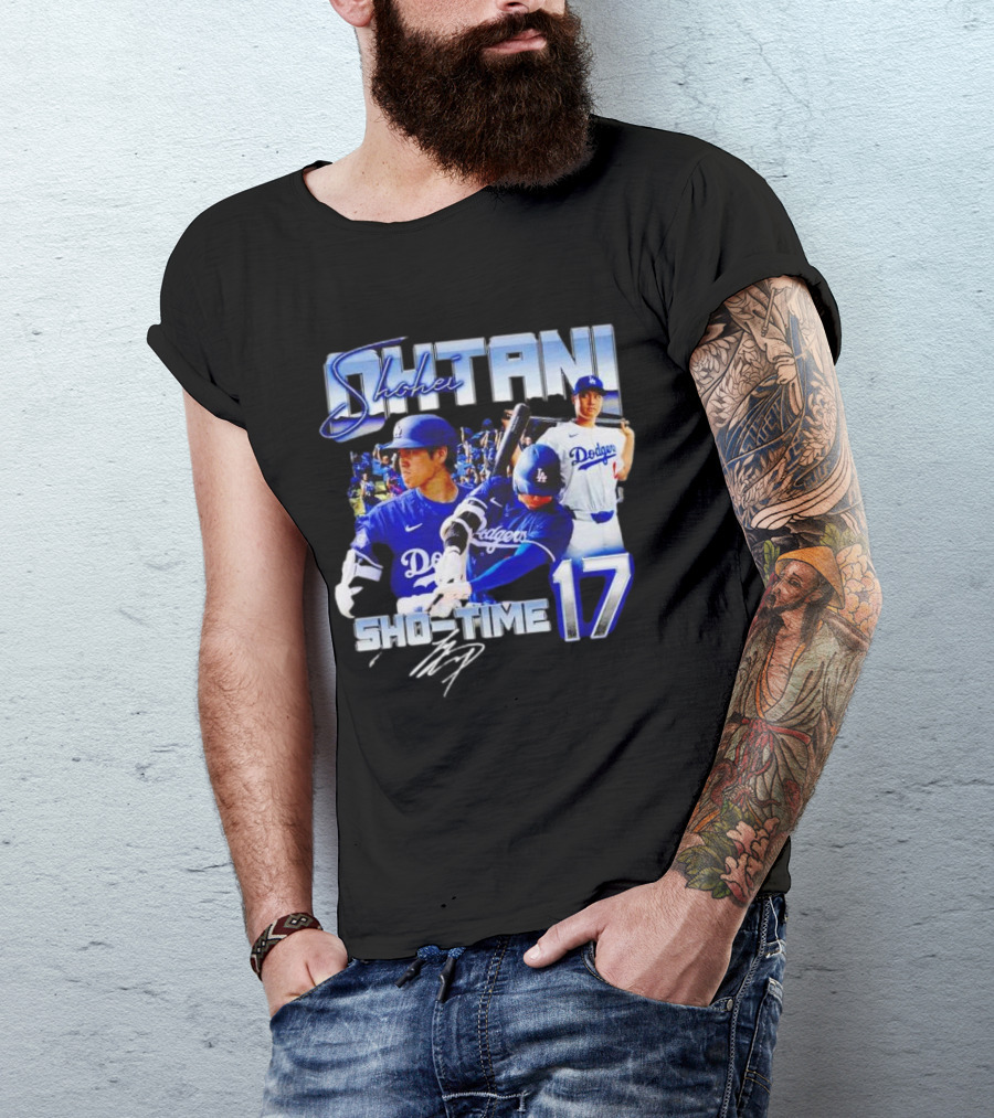 Shohei Ohtani Sho-Time No 17 Dodgers Signature T-Shirt