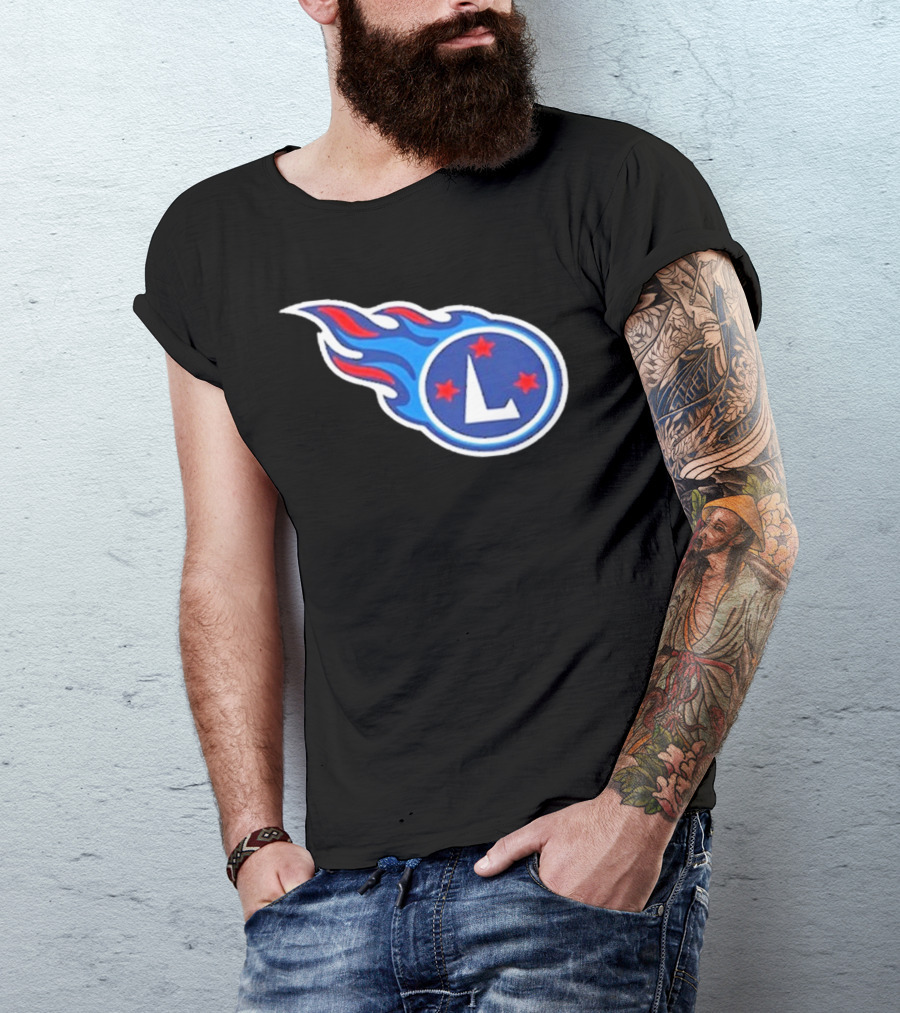 Funny Ahh Tees Tennessee Titans Fire L логотип T-Shirt