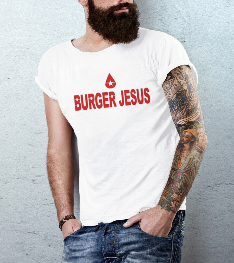 Burger Jesus Star Symbol T-Shirt