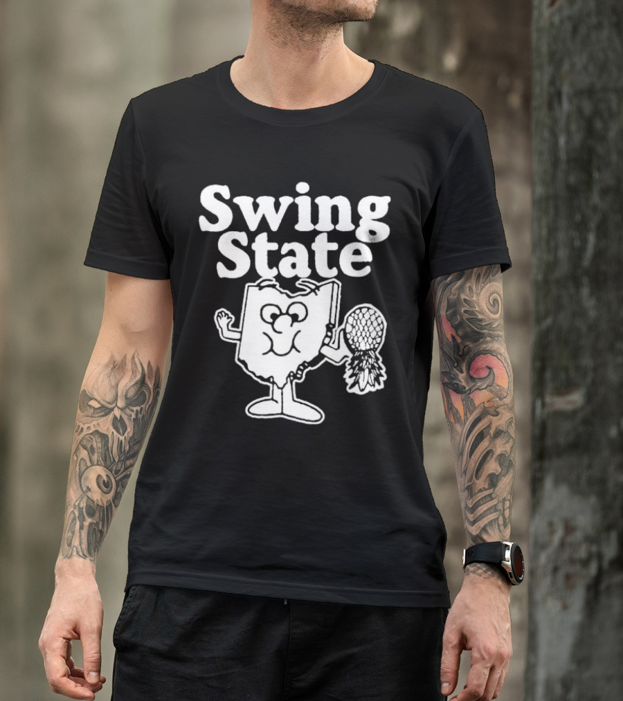 Swing State Ohio Character With Buckeye Helmet T-Shirt
