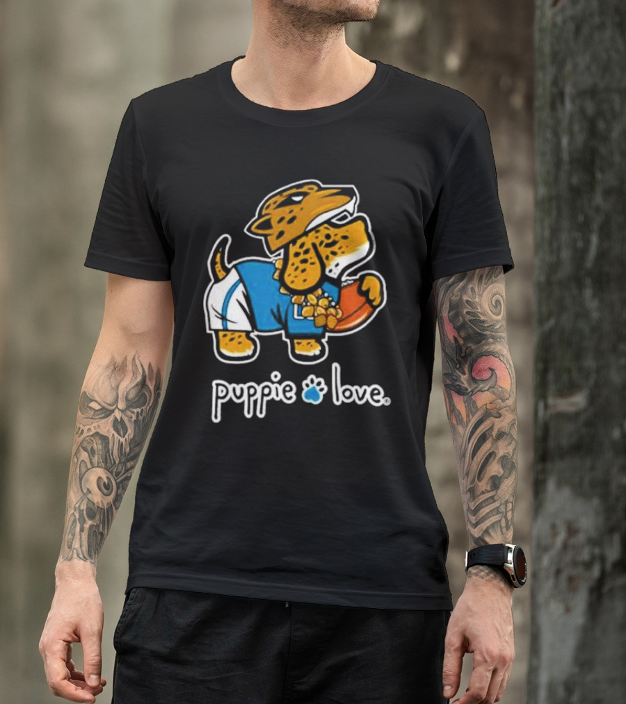 Jacksonville Jaguars Puppie Love Mascot Pup Football Fan T-Shirt